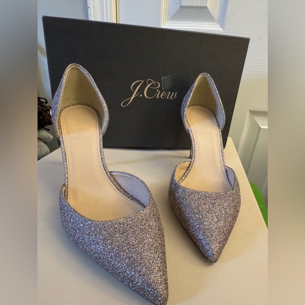 J. Crew Lucie Glitter Pump Sparkling Glitter Heels